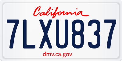 CA license plate 7LXU837