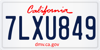 CA license plate 7LXU849