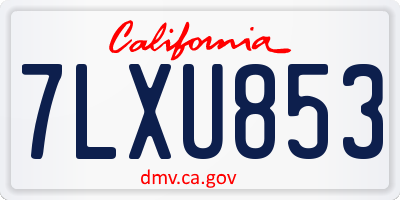 CA license plate 7LXU853
