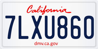 CA license plate 7LXU860