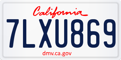 CA license plate 7LXU869