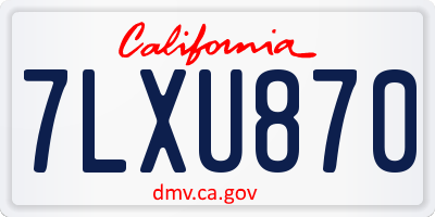 CA license plate 7LXU870