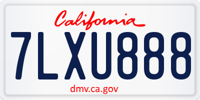 CA license plate 7LXU888