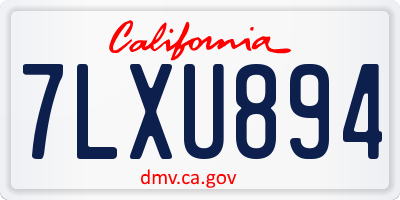 CA license plate 7LXU894