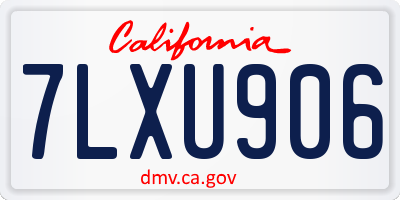 CA license plate 7LXU906