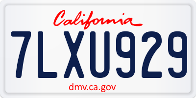 CA license plate 7LXU929