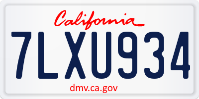 CA license plate 7LXU934