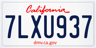CA license plate 7LXU937