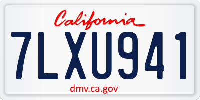 CA license plate 7LXU941
