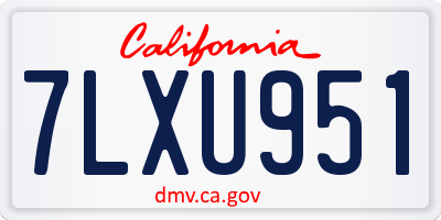 CA license plate 7LXU951