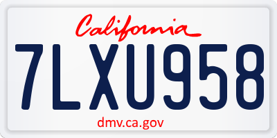 CA license plate 7LXU958