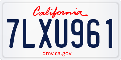 CA license plate 7LXU961