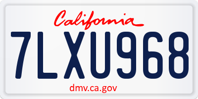 CA license plate 7LXU968