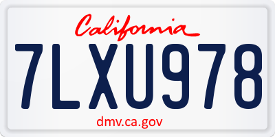 CA license plate 7LXU978