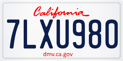 CA license plate 7LXU980