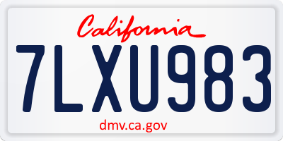 CA license plate 7LXU983
