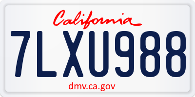 CA license plate 7LXU988