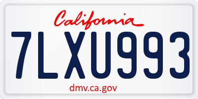 CA license plate 7LXU993