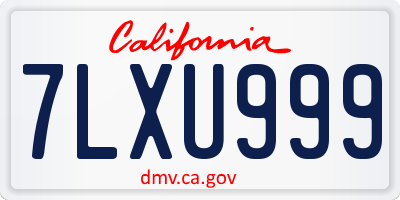 CA license plate 7LXU999