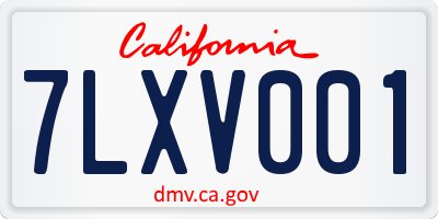 CA license plate 7LXV001