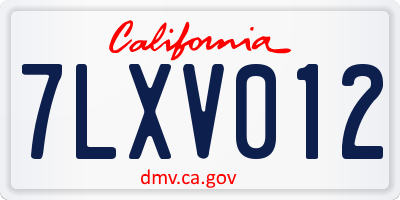 CA license plate 7LXV012