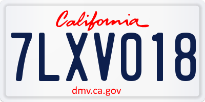 CA license plate 7LXV018