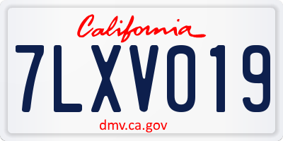 CA license plate 7LXV019