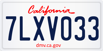 CA license plate 7LXV033
