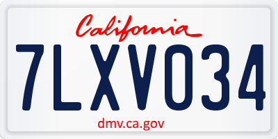 CA license plate 7LXV034