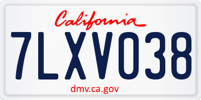 CA license plate 7LXV038
