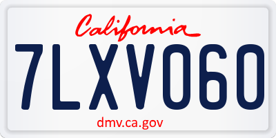 CA license plate 7LXV060