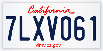 CA license plate 7LXV061