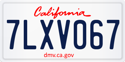 CA license plate 7LXV067