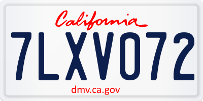 CA license plate 7LXV072