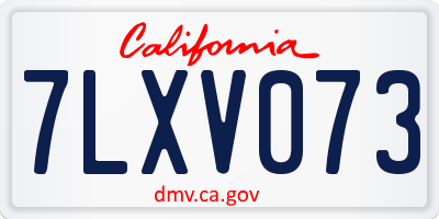 CA license plate 7LXV073