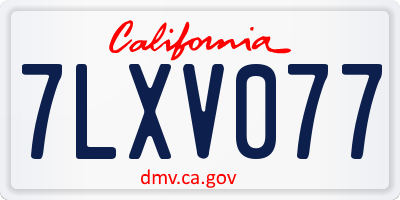 CA license plate 7LXV077