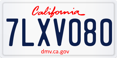 CA license plate 7LXV080