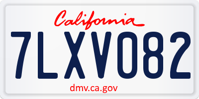 CA license plate 7LXV082