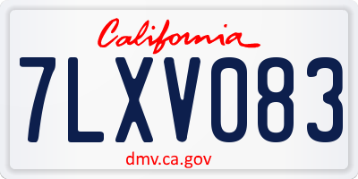 CA license plate 7LXV083