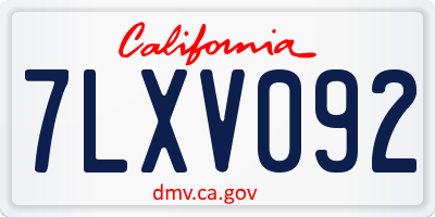 CA license plate 7LXV092