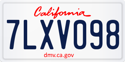 CA license plate 7LXV098