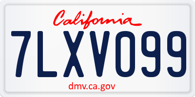 CA license plate 7LXV099