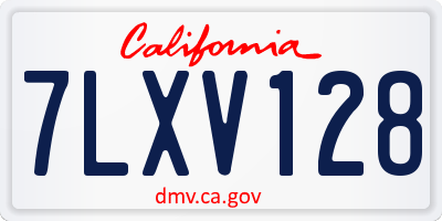 CA license plate 7LXV128
