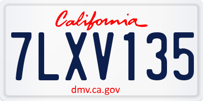 CA license plate 7LXV135