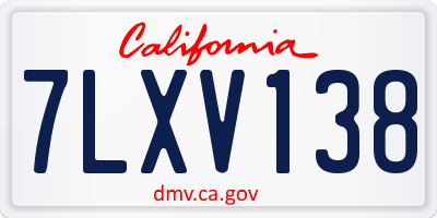 CA license plate 7LXV138
