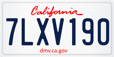 CA license plate 7LXV190