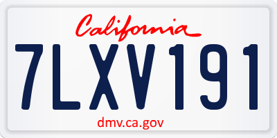 CA license plate 7LXV191