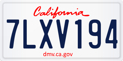 CA license plate 7LXV194