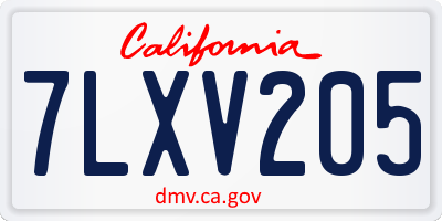 CA license plate 7LXV205