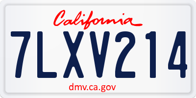 CA license plate 7LXV214